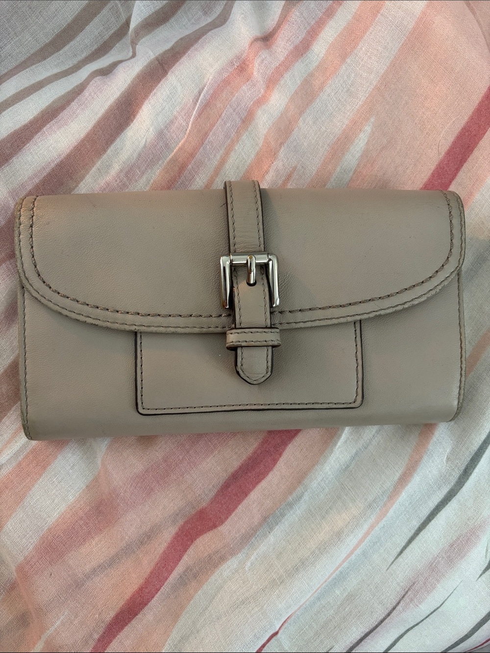 Coach Taupe Leather Buckle Wallet